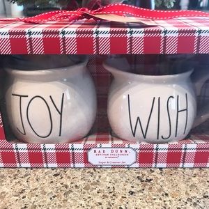 Rae Dunn Joy & Wish Sugar & Creamer Set Christmas